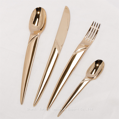Wedding Birthday Party Matte Golden Flatware Silverware Dinnerware Stainless Steel 4 Pieces Utensils Cutlery Set