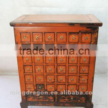 Chinese antique furniture pine wood orange Medicine cabinet