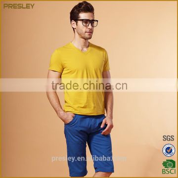 Presley oem high quality wholesale plain 100% cotton V neck blank t shirts for men