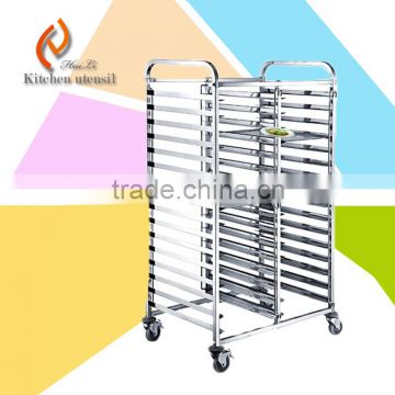 Stainless steel commercial industrial separated assembled GN pan tray trolley cart with wheels