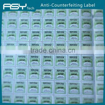 Anti-counterfeiting stamp sticker with holes