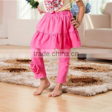 2016 wholesale children clothes pink baby leggings with skirt kids leggings with flower