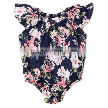 new design cotton boutique clothing little girls flower jumpsuit summer baby girls beach romper