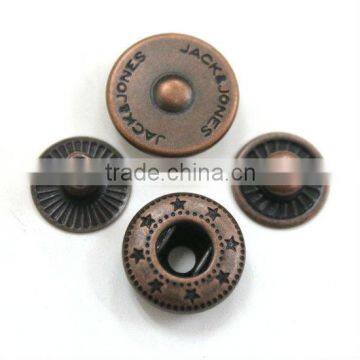 Antique Copper 4 parts metal snap button for garment