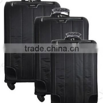 black durable polyester fabric four wheels rolling trolley case set