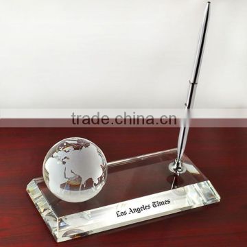Wholesale Crystal Globe Pen Holder Set for Office OSM025