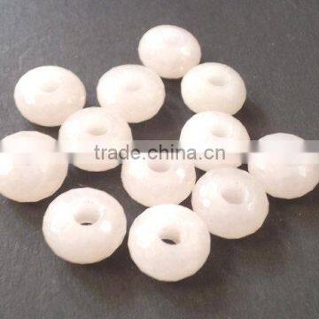 AAA White Aventurine Faceted Fancy Handmade Rondelle Big Hole Beads