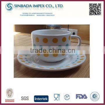 dot pattern ceramic cup and saucer