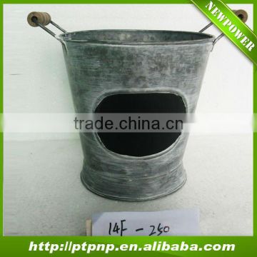 Cheap Galvanized chalk board zinc flower pot with black board wholesale