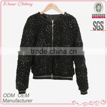 women's clothing garment apparel OEM/ODM manufacturer direct factory black unigue design women winter jacket