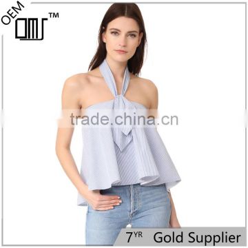 2017 OEM Charming Finish Relaxed Halter Top Neckerchief Tie Blouse