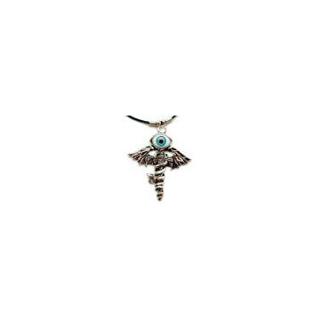 Pewter Black Silver EYE Dragon Sword Necklace