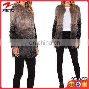 Wholesale 2016 Latest Trendy gray faux fur coat for lady