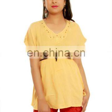 Woman western lady top classy look hip length short sleeve exporter india