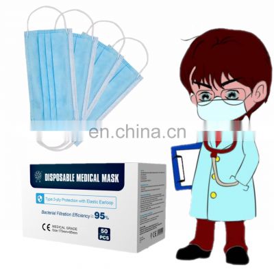 factory price disposable face mask 3 plys nonwoven ISO certificate madical surgical mask ready to ship