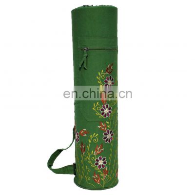 Top Floral Custom Embroidered Hand Made Yoga Mat Tote Bag For Holding Mats at Best Price