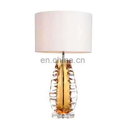 Handmade Crystal Table Lamp for Living Room With Orange Murano Glass Lamp