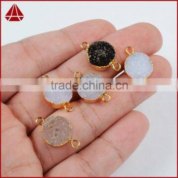 12mm Fashion gold electroplated natural agate sparkly small druzy round pendant                        
                                                Quality Choice
