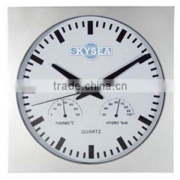 wall clock, plastic round clock with weather station