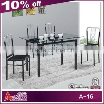 A-16 New style 12mm thick tempered glass dining table with cheap price