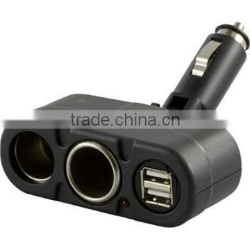 Dual Socket 2 USB Port Cigarette Lighter Splitter DC 12V/24V 500-1000ma Car Charger