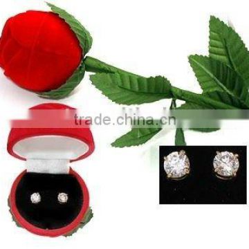 velvet earring box/velvet jewelry box/rose earring packing box