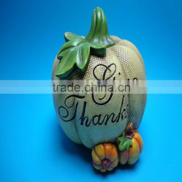 Harvest festival resin pumpkin with "give thanks" words