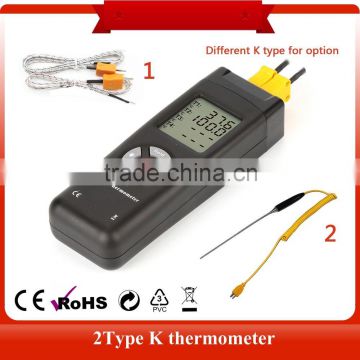 Digital LCD Type K Thermometer Temperature dual Input Pro Thermocouple Probe detector Sensor Reader Meter