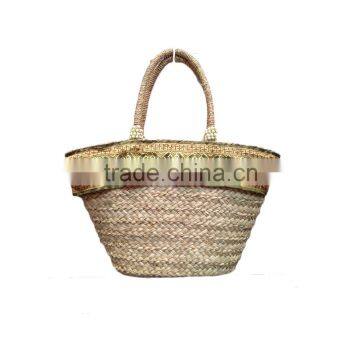 2015 Summer hot selling straw bag with lace