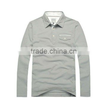 Cotton Gray Long Sleeves Polo Shirt