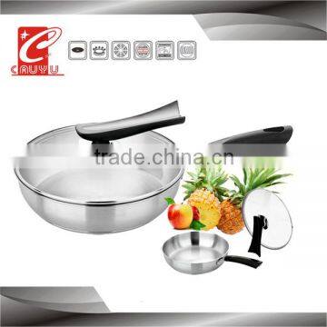 CYFP324A-1 New product stainless steel pan with glass lid