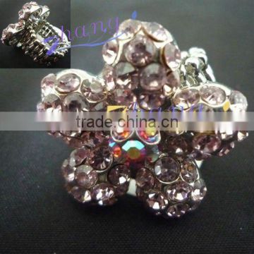 fashion star shaped stretch rings with colored rhinestone
