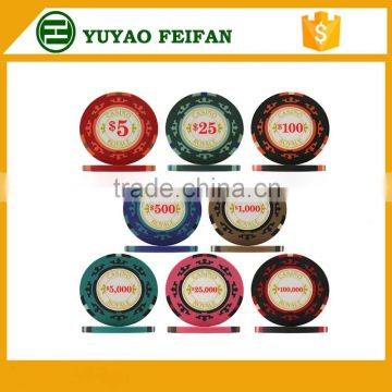 three colors and fire pattern clay custom poker chips