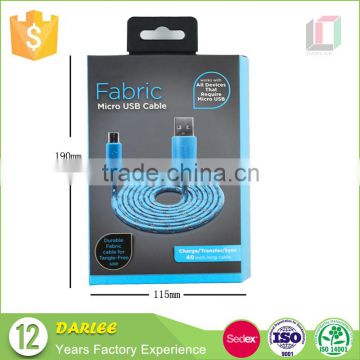 China top quality unique design spot uv embossed hanging free sample hdmi cable package box