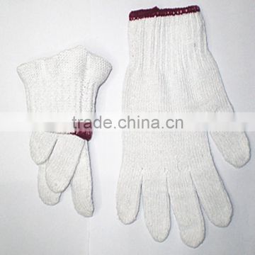 2014 new/7 gauge bleached white cotton knitted glove/working glove