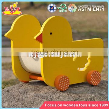 wholesale lovely duck baby wooden pull car toy new design wooden pull car toy for toddlers W05B158