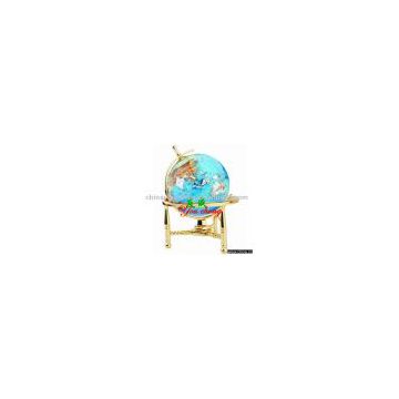 turquoise MOP globe with half-bow short three-legged golden stand