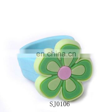 Colorful Flower Girls PVC Soft Plastic Ring Jewelry for Promotion