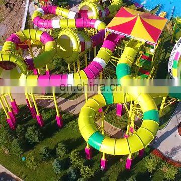 China Long Double Water Slide Commercial Used Water Park Slide