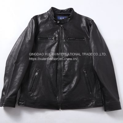 NEW FASHION 2021AW MEN'GENUINE LEATHER WASHED VEGETABLE TANNED LEATHER JACKET