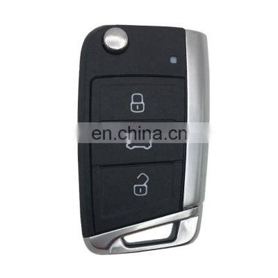 Keyless Entry 3 Buttons Car Flip Folding Key Shell Fob For VW Golf 7 MK7 Skoda Octavia A7 Seat Replacement Remote Key Case