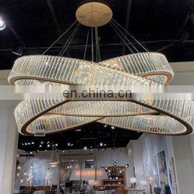 Italian Elegant Luxury Crossed Oval Crystal Led Chandelier Fixtures for Living Room Lights Dining Room Pendant Lamp