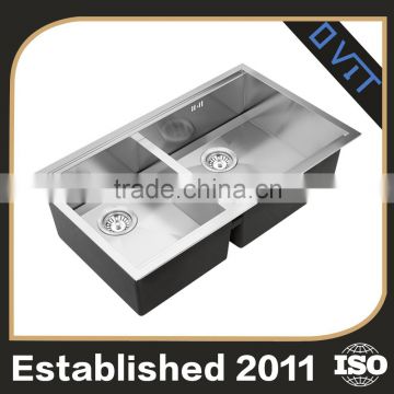 Square Edge Double Basin Handmade Sink Stainless Steel