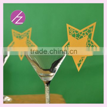 Laser cut! Butterfly place wedding card for wine glass laser out place card for wine glass five star design JK-78