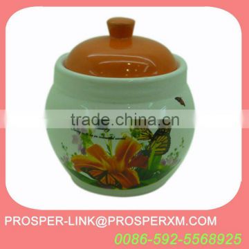 ceramic cookie jar with orange lid
