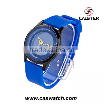 2016 hot-sale fashion silicone watch, custom made black case jelly watch, yellow hands cute quartz watch