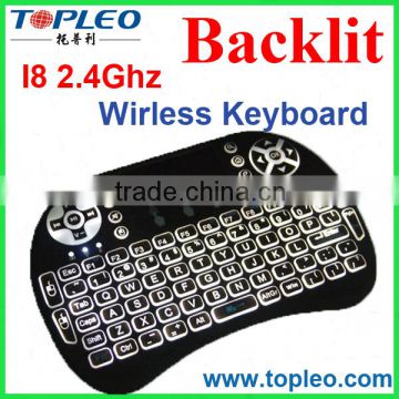 TOPLEO Touch Pad I8 Backlight Wireless Keyboard Black and White Color 2.4 Ghz Wireless Air Fly Mouse