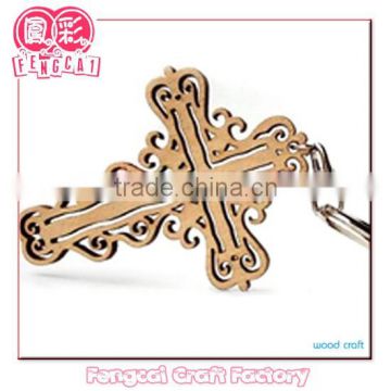 Custom made small wood Cross with hollow cut pattern ( Wooden craft in laser-cutting & engraving )