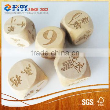 Good quality custom 35MM wooden dice with burned pattern