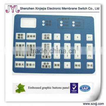 Embossed button matte finish PET control panel